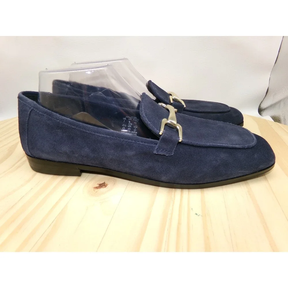 Hotter Horse Bit Loafers Shoes Womens Blue Size 9 Suede Slip On - Picture 4 of 8